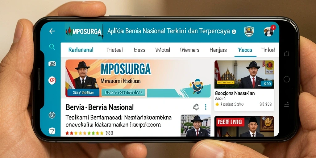 Tampilan antarmuka aplikas MPOSURGA dengan berita terkini.