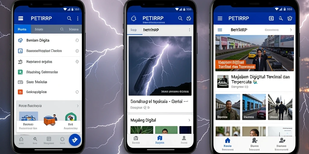 Antarmuka aplikasi PETIRRP menampilkan berita terbaru secara menarik.