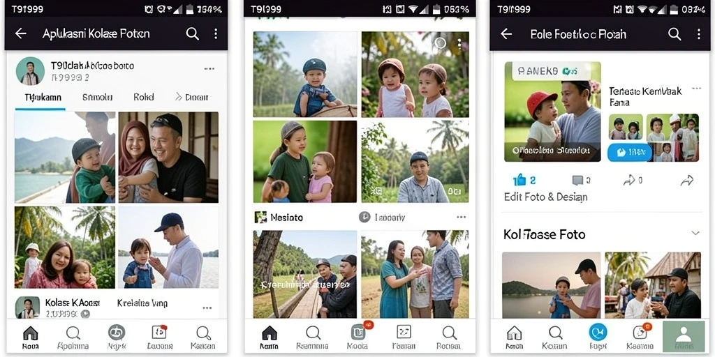 Antarmuka aplikasi T9999 yang user-friendly untuk kolase foto.